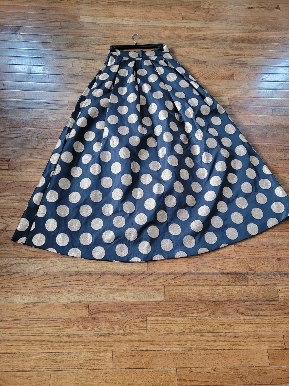 Eliza J Polka Dot Full Circle Maxi Skirt - Black with Gold Dots